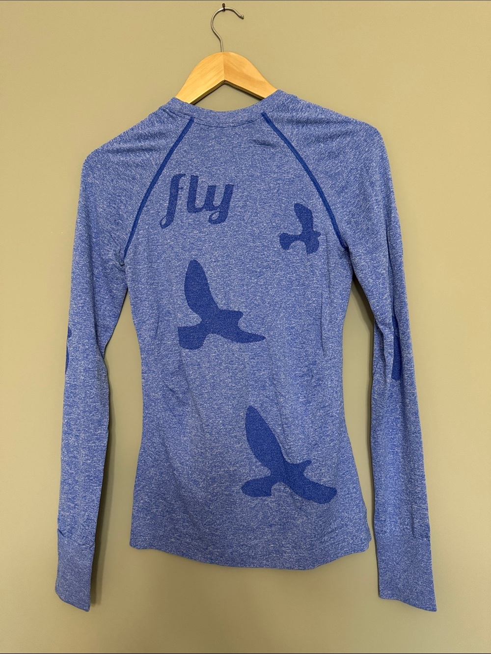 oiselle Blue Long Sleeve Bird-Graphic Performance Tee - Picture 2 of 3